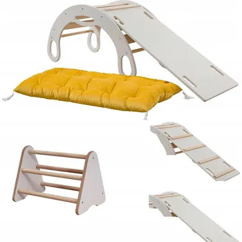 Dětská houpačka Sada Montessori kids Houpačka, Skluzavka Lezení, mini Pikler Matrace pudrová