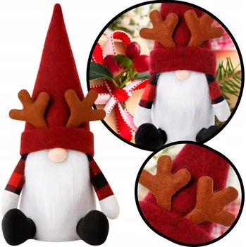 Vánoce SKŘÍTEK GNÓM VÁNOČNÍ SEDÍCÍ FIGURKA DEKORACE OZDOBA VÁNOCE