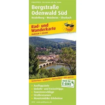 Bergstrasse Odenwald Süd, Heidelberg-Weinheim-Eberbach 1:50 000 / cyklistická a turistická mapa