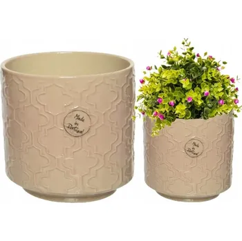 Květináč Květináč 13 cm keramický béžový, zelený