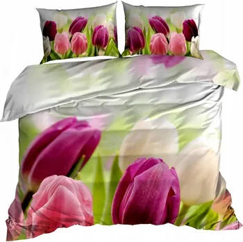 Povlečení 3D Bavlna Povlečení z bavlněného saténu 160x200 CM TULIPÁN KVĚT
