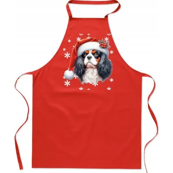 Kuchyňská zástěra Kuchyňská zástěra Cavalier King Charles Spaniel Mikuláš Vánoce