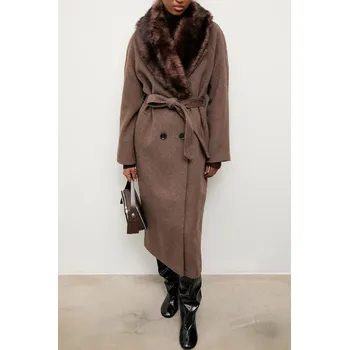 Dámský kabát Vlněný kabát Answear.LAB WA25.KPD005 hnědá 88X, vel. XL