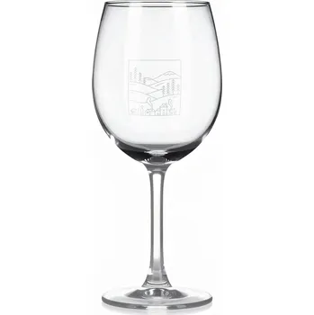 Sklenice Sklenice na víno s gravírovaným motivem zimní krajina v rámečku