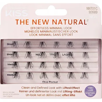 Umělé řasy KISS Umělé řasy trsy The New Natural - Neo Trio Lashes + lepidlo 1g