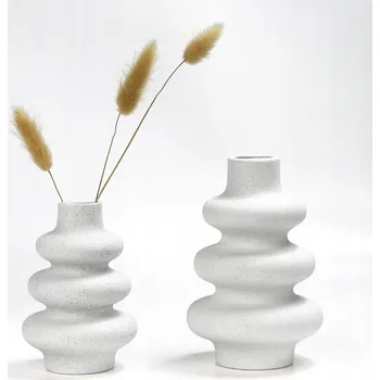 Váza Váza spirálovitá bílá, nordický design, plastová dekorace na květiny, 2 kusy