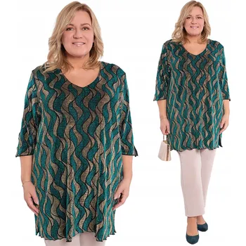 Dámská tunika Zeleno-zlatá lesklá tunika 56/58