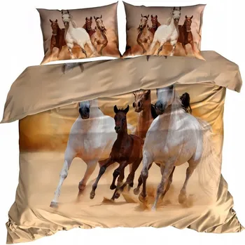 Povlečení 3D Bavlna saténové Povlečení 140x200 cm KONĚ