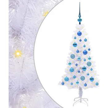 Vánoční stromek Umělý vánoční stromek s 150 LED diodami, bílý, 120 cm, PVC a Ocel