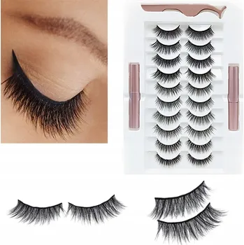 Umělé řasy Magnetické řasy 10 párů Umělé dlouhé + PINZETA + 2X OČNÍ LINKA