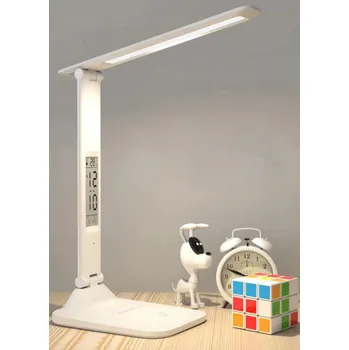 Lampička LED LAMPIČKA NA STŮL S DISPLEJEM, KANCELÁŘSKÁ LAMPA S HODINAMI A TEPLOMĚREM, PRO ŠKOLU