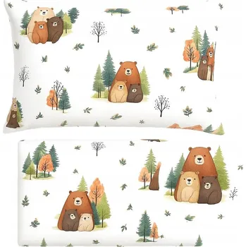 Povlečení Pościel misie rodzina kremowe niedźwiadek las 160x200