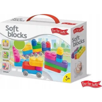 ostatní stavebnice Farfarland Měkké senzorické kostky „Veselý transport“ - 25 dílů.