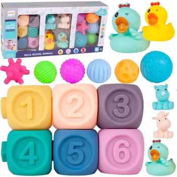 ostatní stavebnice MÍČKY STAVEBNICE SENZORICKÉ PÍSKÁTKA 16 ks