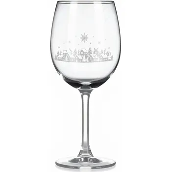 Sklenice Sklenice na víno s gravírovaným motivem zimní vesničky