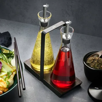 Nádoba na olej a ocet Láhve na olej a ocet skleněné 2 ks GEFU se stojanem