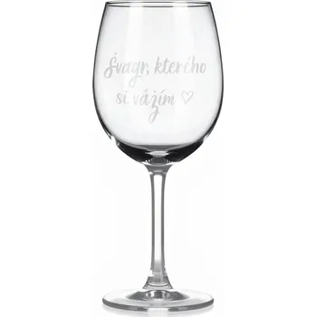 Sklenice Sklenice na víno s gravírovaným textem - Švagr, kterého si vážím.