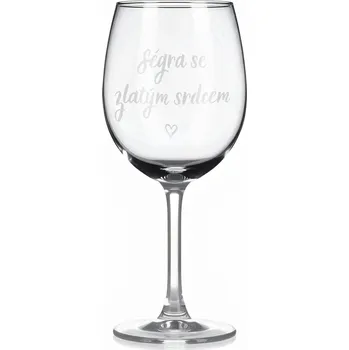 Sklenice Sklenice na víno s gravírovaným textem - Ségra se zlatým srdcem.