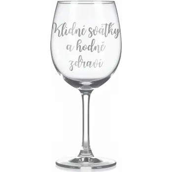 Sklenice Sklenice na víno s gravírovaným textem Klidné svátky a hodně zdraví