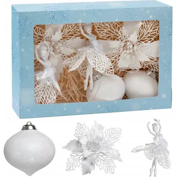 Vánoční dekorace Vánoční Vánoční Baňky v sadě květin, baletka, vánoční koule , bílá