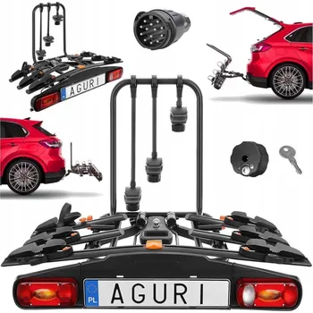 Nosič kol Nosič kol na tažné zařízení Aguri Active Bike 3 13-pin sklopný uzamykatelný černý