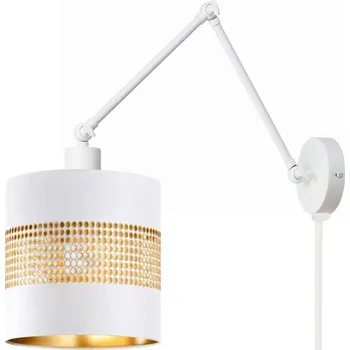 Nástěnné svítidlo Loftová nástěnná lampa s kloubovým ramenem, kovové stínidlo, prolamovaný válec, bílá Deluxe