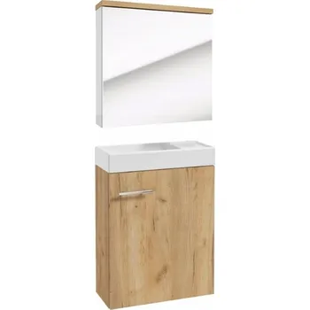 Koupelnový nábytek Sada koupelnová skříňka s umyvadlem 50x70 + skříňka se zrcadlem 50x60 dub craft