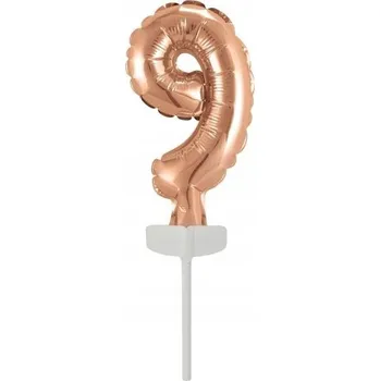 Fóliový balónek mini číslice 9 růžové zlato 7x12cm