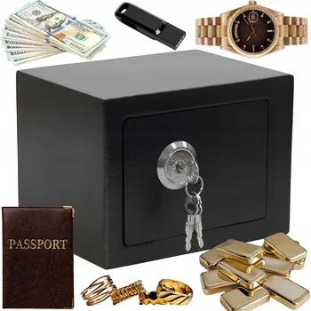 Trezor DOMÁCÍ KOVOVÝ TREZOR ČERNÝ, BEZPEČNOSTNÍ SCHRÁNKA NA KLÍČ, MALÝ TREZOR PRO DOMÁCNOST A KANCELÁŘ