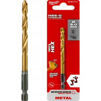 Vrták Titanový šestihranný kovový Vrták 6 mm 1 ks Milwaukee HSS-G Tin