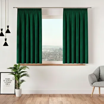 Dekorační krátký závěs s řasící páskou VELVINO color 010 zelená 140x160 cm (cena za 1 kus) MyBestHome