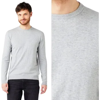 Dámské spodní prádlo Wrangler svetr Crewneck Knit šedý kulatý velikost XXL