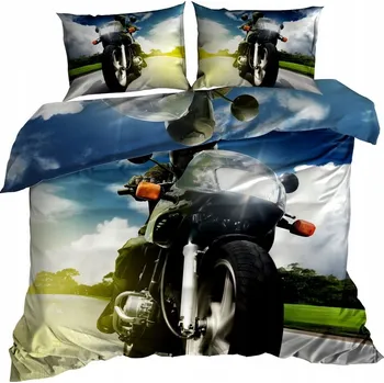 Povlečení Povlečení 3D Bavlna Satén 220x200 cm MOTOCYKL