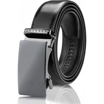 Opasek Kožený opasek Pánský automat Černý STEVENS Spona Kalhoty Oblek 125 cm