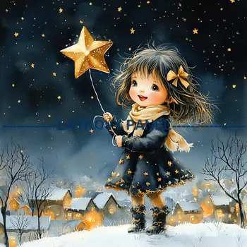 Látkový panel - Holčička s hvězdou - DZ-192 Velikost: 25x25cm, Materiál: Úplet