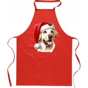 Kuchyňská zástěra Kuchyňská Zástěra Labrador v Čepici Mikuláše Vánoční Dárek