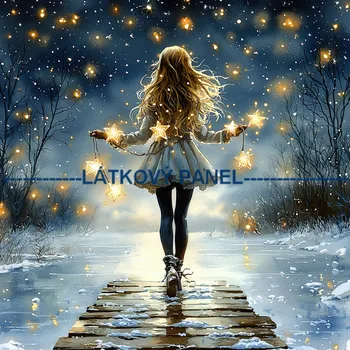 Látkový panel - Holčička s hvězdou - DZ-189 Velikost: 30x30cm, Materiál: Bavlna