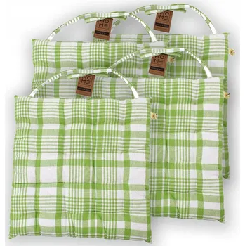 Podsedák HOME ELEMENTS Podsedák prošívaný 40 x 40 cm, set 4 ks, zelenobílá kostka
