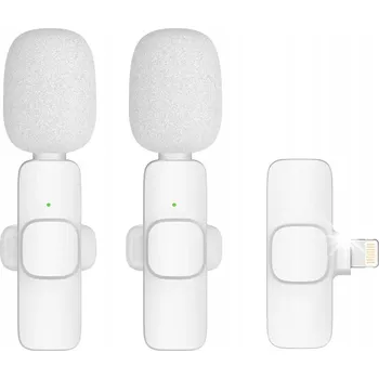 Mikrofon Kravatový bezdrátový mikrofon Lightning duální (2 v sadě) K1 bílý