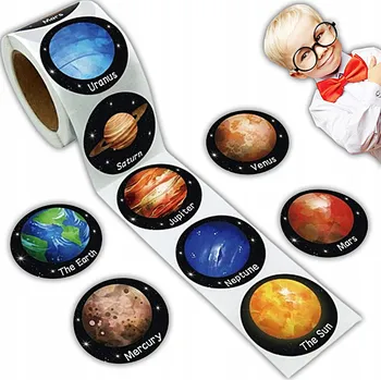 samolepka ROLE SAMOLEPEK SLUNEČNÍ SOUSTAVA 500 KUSŮ MOTIVAČNÍCH KULATÝCH SAMOLEPEK