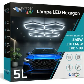 LED Lampa Hexagon Stropní Panel Osvětlení do Garáže Dílny 168x238 cm