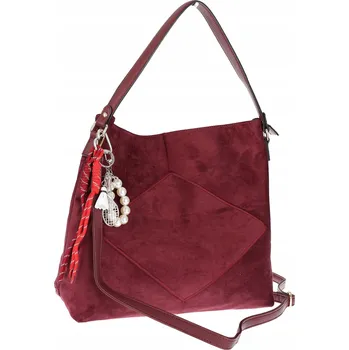 Dámská semišová shopper kabelka, italský vak 8251 Bordó (vínová)