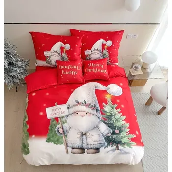 Povlečení BLACK FRIDAY ! Sada vánočního bavlněného povlečení s 3D efektem pro 2 postele 140x200/70x90 cm – VÁNOCE / MERRY CHRISTMAS - SKŘÍTEK IV. + PROSTĚRADLO ZDARMA !
