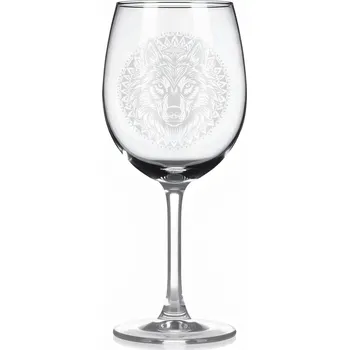 Sklenice Sklenice na víno s gravírováním mandaly vlka II – Strážce smečky