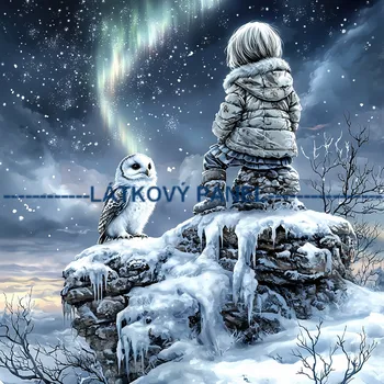 Látkový panel - Holčička se sovičkou - DZ-178 Velikost: 15x15cm, Materiál: Kočárkovina