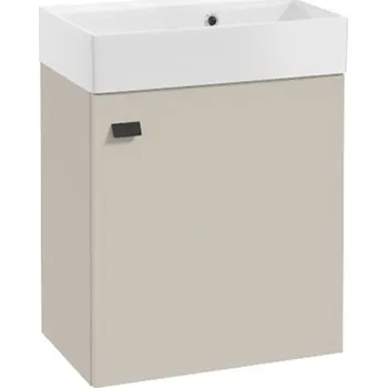 Koupelnový nábytek Závěsná koupelnová skříňka s umyvadlem 50x50 cm Kašmírová, černý úchyt