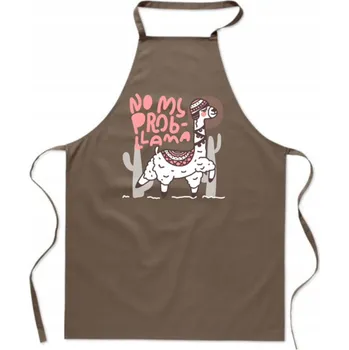 Kuchyňská zástěra ZÁSTĚRA S POTISKEM vtipná kuchyňská NO MY PROBLEM LAMA na gril dárek