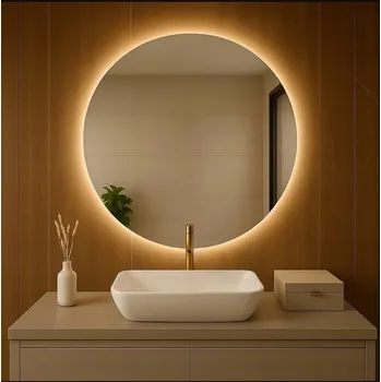 Zrcadlo Zrcadlo LED Kulaté 90 cm, Bez Rámu, Barva světla teplá