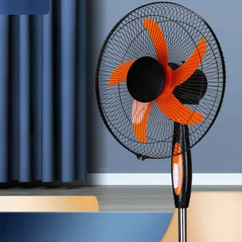 Domácí ventilátor Podlahový ventilátor černý, 3 rychlosti, 5 lopatek, oscilační