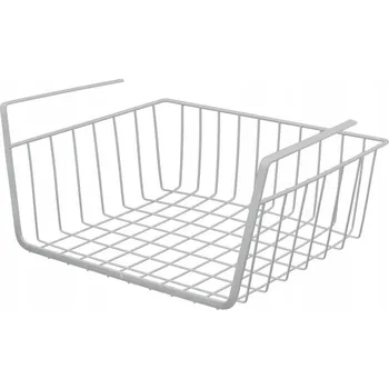 Úložný box Závěsný koš pod polici kovový organizér 30 cm košík BÍLÝ